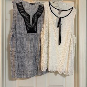 Women's 2X Sleeveless Top Bundle - Black and White